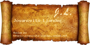 Jovanovits Liander névjegykártya